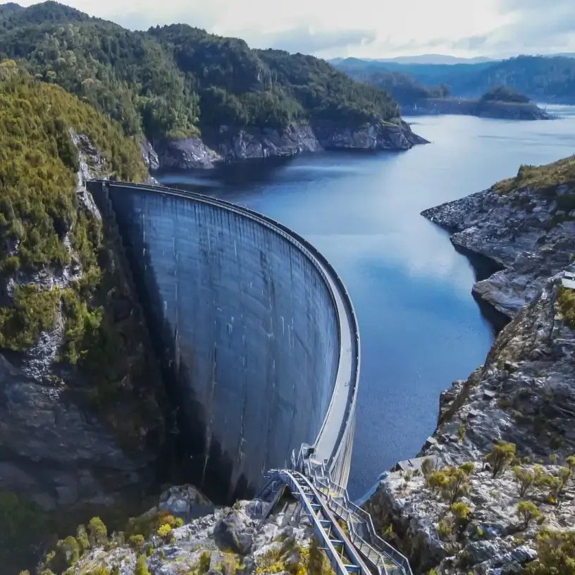 Strathgordon hydroelectric dam in Tasmania